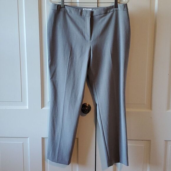 CALVIN KLEIN HEATHERED GRAY CAREER PANTS STRETCH SIZE 14P ANKLE OFFICE HIGH RISE - Picture 1 of 8